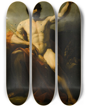 Triptych art skateboard deck of Heinrich Friedrich Fger Jupiter by Heinrich Friedrich Fger (1751-1818)