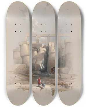 Triptych art skateboard deck of David Roberts Part Of The Hall Of Columns At Karnak Thebes by David Roberts (1796-1864)