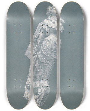 Triptych art skateboard deck of Ingrid Selmerlarsen Figurehead_1 by Ingrid Selmer-Larsen
