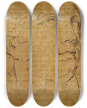 Triptych art skateboard deck of David Humbert De Superville Hoofd Van Eva by David Humbert De Superville (1770-1849)