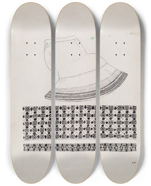Triptych art skateboard deck of Lena Nastasi Petticoat by Lena Nastasi