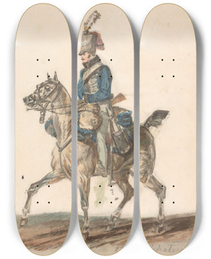 Triptych art skateboard deck of Piotr Michaowski Hanover Hussar On Horseback by Piotr Michalowski (1800-1855)