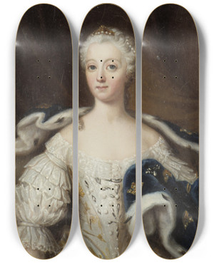 Triptych art skateboard deck of Ulrika Pasch Louisa Ulrika Of Prussia 17201782 Queen Of Sweden Princess Of Prussia Queen Consort Of Adolf Frederick Of Sweden by Ulrika Pasch (1735-1796)