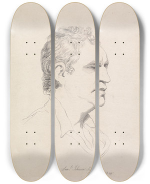 Triptych art skateboard deck of Ozias Humphrey Samuel Johnson by Ozias Humphrey (1742-1810)