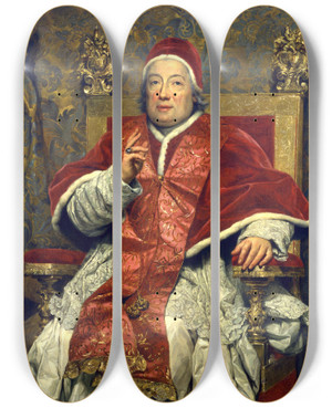 Triptych art skateboard deck of Anton Raphael Mengs Portrait Of Pope Clement Xiii_1 by Anton Raphael Mengs (1728-1779)