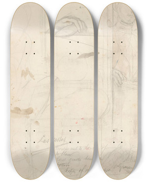 Triptych art skateboard deck of August Alleb Schetsen En Notities Onder Andere Van Een Dienstbode by August Allebe (1838-1927)