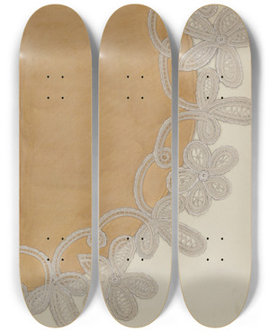 Triptych art skateboard deck of Gordena Jackson Lace by Gordena Jackson