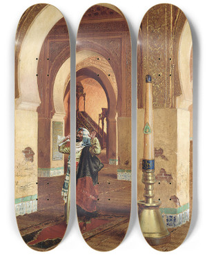 Triptych art skateboard deck of Rudolf Ernst The Prayer_1 by Rudolf Ernst (1854-1932)