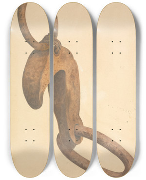 Triptych art skateboard deck of William Frank Anchor Trip Hook by William Frank