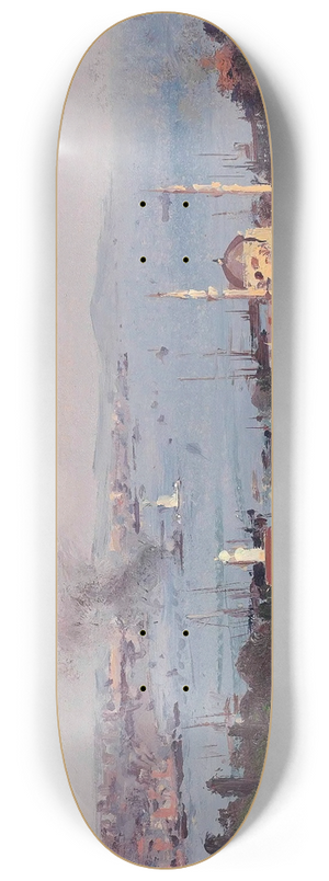 Fausto Zonaro - View of Nisantasi with the Dolmabahe Mosque, Constantinople 8.25 inch art skate deck
