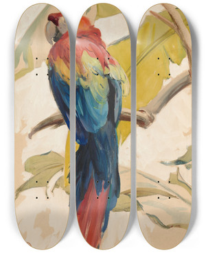 Triptych art skateboard deck of Henry Keller Old Grumpy by Henry Keller (1869-1949)