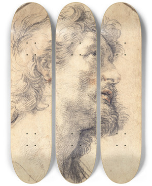 Triptych art skateboard deck of Benedetto Luti Study Of The Head Of Saint Crispin by Benedetto Luti (1666-1724)