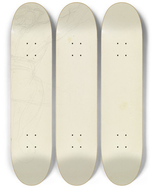 Triptych art skateboard deck of Moritz Von Schwind Kniender Im Sngerkrieg by Moritz Von Schwind (1804-1871)