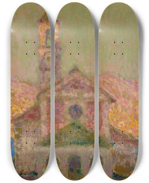 Triptych art skateboard deck of Henri Le Sidaner Lglise Lago Maggiore by Henri Le Sidaner (1862-1939)