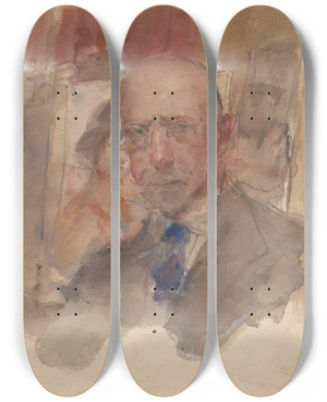 Triptych art skateboard deck of Isaac Israls Zelfportret Van Isaac Israels by Isaac Israels (1865-1934)