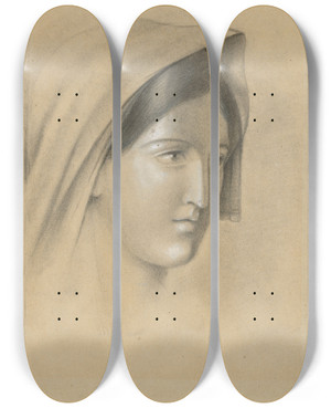 Triptych art skateboard deck of Ladislav Mednynszky Head Of A Woman In A Scarf by Ladislav Mednyanszky (1852-1919) Triptych art skateboard deck of Ladislav Mednynszky Head Of A Woman In A Scarf by Ladislav Mednyanszky (1852-1919)