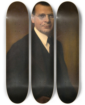 Triptych art skateboard deck of Carlos Bacaflor Sidney Hillman by Carlos Baca-Flor (1869-1941)