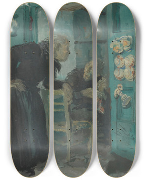 Triptych art skateboard deck of Alexandre Jacovleff The Conversation Capri by Alexandre Jacovleff (1887-1938)