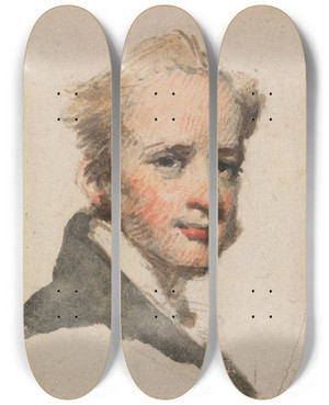 Triptych art skateboard deck of George Chinnery Portrait Of A Man by George Chinnery (1774-1852)