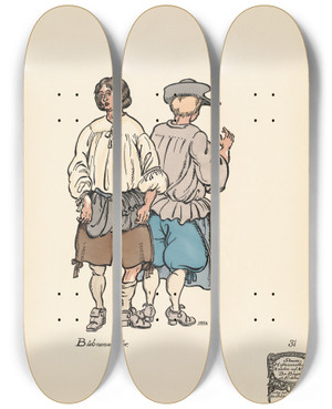 Triptych art skateboard deck of Ernst Stern Bhnenarbeiter by Ernst Stern (1876-1954)