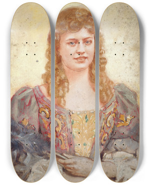 Triptych art skateboard deck of Marcel Baschet Louise Marsy 18661942 Socitaire De La Comdiefranaise En Costume De Scne by Marcel Baschet (1862-1941)