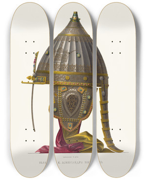 Triptych art skateboard deck of Fedor Grigoryevich Solntsev Shlem Vk Aleksandra Nevskago Izobrazhenie 2 by Fedor Grigoryevich Solntsev (1801-1892)