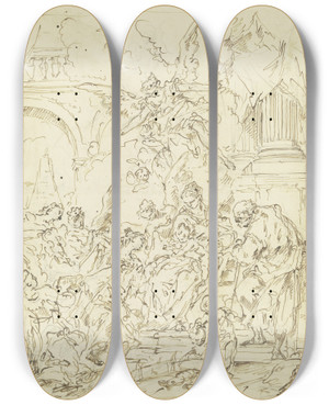 Triptych art skateboard deck of Gaspare Diziani Die Mystische Vermhlung Der Heiligen Katharina by Gaspare Diziani (1689-1767)