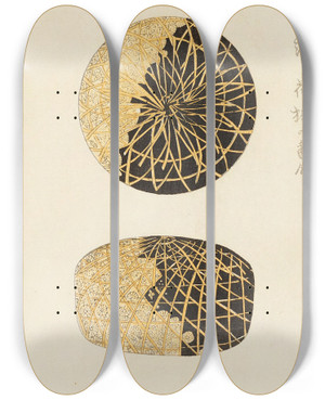 Triptych art skateboard deck of Korin Furuya Editor Bijutsukai Pl28 by Korin Furuya (Editor) (1875-1910)
