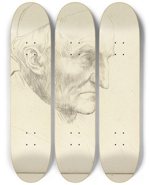 Triptych art skateboard deck of Alphonse Legros Cardinal Manning 3Rd Plate by Alphonse Legros (1837-1911)