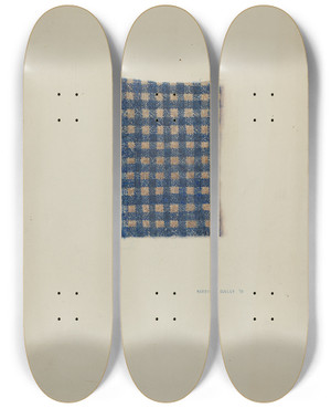Triptych art skateboard deck of Hardin Walsh Fragment Of Comforter by Hardin Walsh