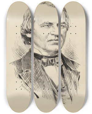 Triptych art skateboard deck of Jacques Reich Andrew Johnson by Jacques Reich (1852-1923) Triptych art skateboard deck of Jacques Reich Andrew Johnson by Jacques Reich (1852-1923)
