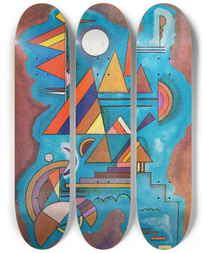 Triptych art skateboard deck of Wassily Kandinsky Standing by Wassily Kandinsky (1866-1944)