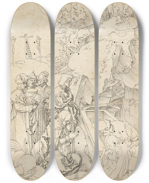 Triptych art skateboard deck of Albrecht Drer The Entombment by Albrecht Durer (1471-1528)