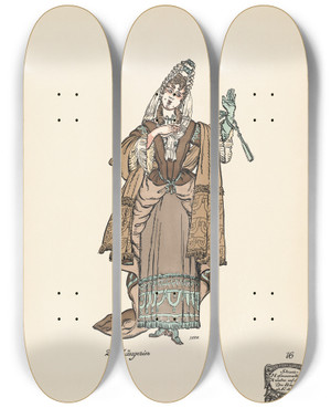 Triptych art skateboard deck of Ernst Stern Zweite Sngerin by Ernst Stern (1876-1954)
