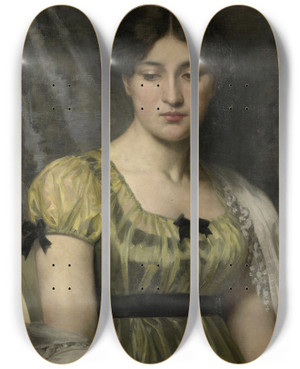 Triptych art skateboard deck of Marie Wandscheer Portrait Of A Woman by Marie Wandscheer (1856-1936)