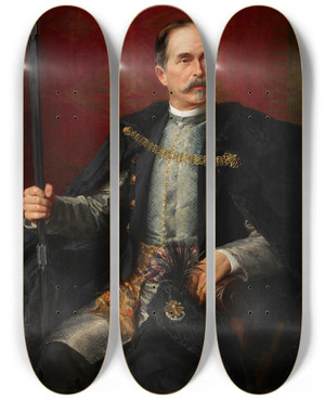 Triptych art skateboard deck of Kazimierz Pochwalski Portrait Of Jan Tarnowski by Kazimierz Pochwalski (1855-1940)