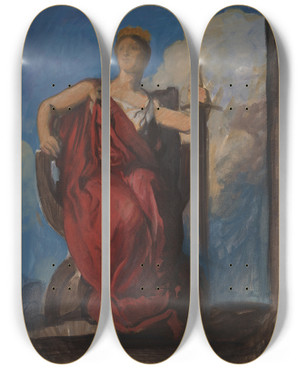 Triptych art skateboard deck of Edwin Austin Abbey Study For Figure Of The Genius Of Pennsylvania In The Apotheosis Of Pennsylvania by Edwin Austin Abbey (1852-1911)