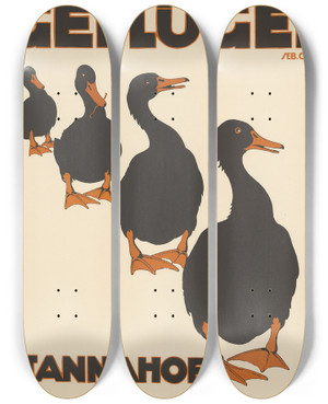 Triptych art skateboard deck of Sebastian Oesch Lebensmittelverein Zrich Genossenschaft Mit 25000 Mitgliedern Geflgel St Annahof by Sebastian Oesch (1893-1920)