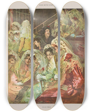 Triptych art skateboard deck of Miguel Segui Publisher Album Salon Pl36 by Miguel Segui (Publisher) (19-)