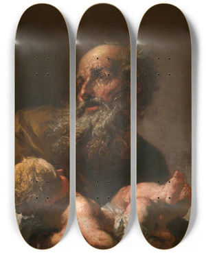 Triptych art skateboard deck of Petr Brandl Simeon With Infant Jesus by Petr Brandl (1660-1735)