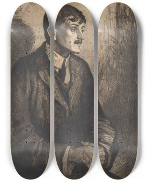 Triptych art skateboard deck of William Strang John Masefield No 2 by William Strang (1859-1921)