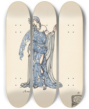 Triptych art skateboard deck of Ernst Stern Ariadne by Ernst Stern (1876-1954)