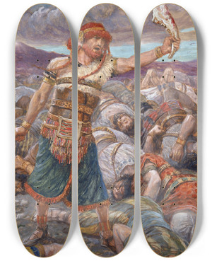 Triptych art skateboard deck of James Tissot Samson Slays A Thousand Men by James Tissot (1836-1902) Triptych art skateboard deck of James Tissot Samson Slays A Thousand Men by James Tissot (1836-1902)