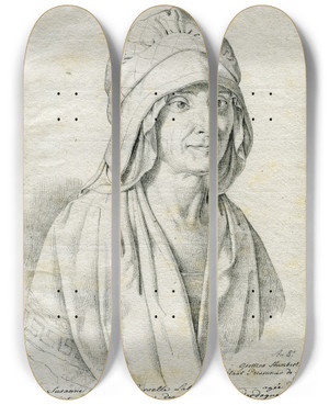 Triptych art skateboard deck of David Humbert De Superville Susanne C C Labrousse Borstbeeld Driekw Naar Rechts by David Humbert De Superville (1770-1849)
