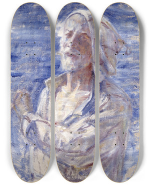 Triptych art skateboard deck of Jag Acke Selfportrait_2 by J.A.G. Acke (1859-1924)