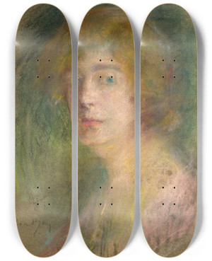 Triptych art skateboard deck of Alice Pike Barney Untitled by Alice Pike Barney (1857-1931)