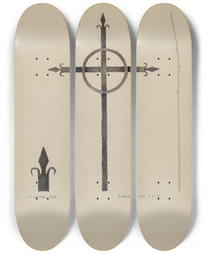Triptych art skateboard deck of Kurt Melzer Cross by Kurt Melzer