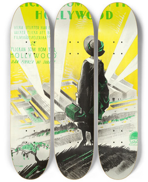 Triptych art skateboard deck of Eric Rohman Hollywood by Eric Rohman (1891-1949) Triptych art skateboard deck of Eric Rohman Hollywood by Eric Rohman (1891-1949)