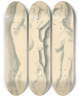 Triptych art skateboard deck of Mikul Galanda Priateky_1 by Mikulas Galanda (1895-1938)