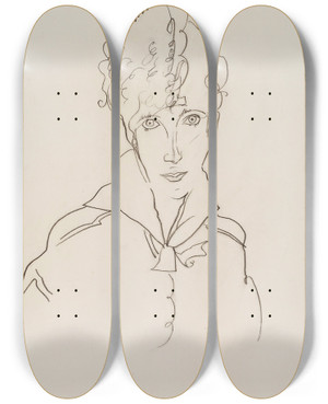 Triptych art skateboard deck of Egon Schiele Bildnis Edith Schiele by Egon Schiele (1890-1918)